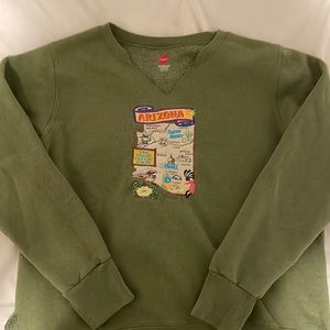 arizona embroidered green crew neck